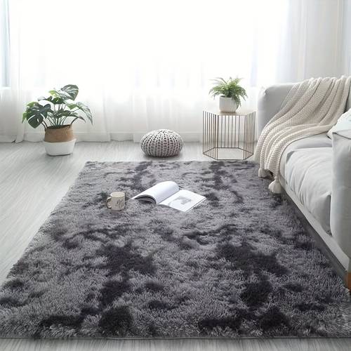 1pc dark gray tie dye mixed color fluffy carpet polyester material fluffy and soft