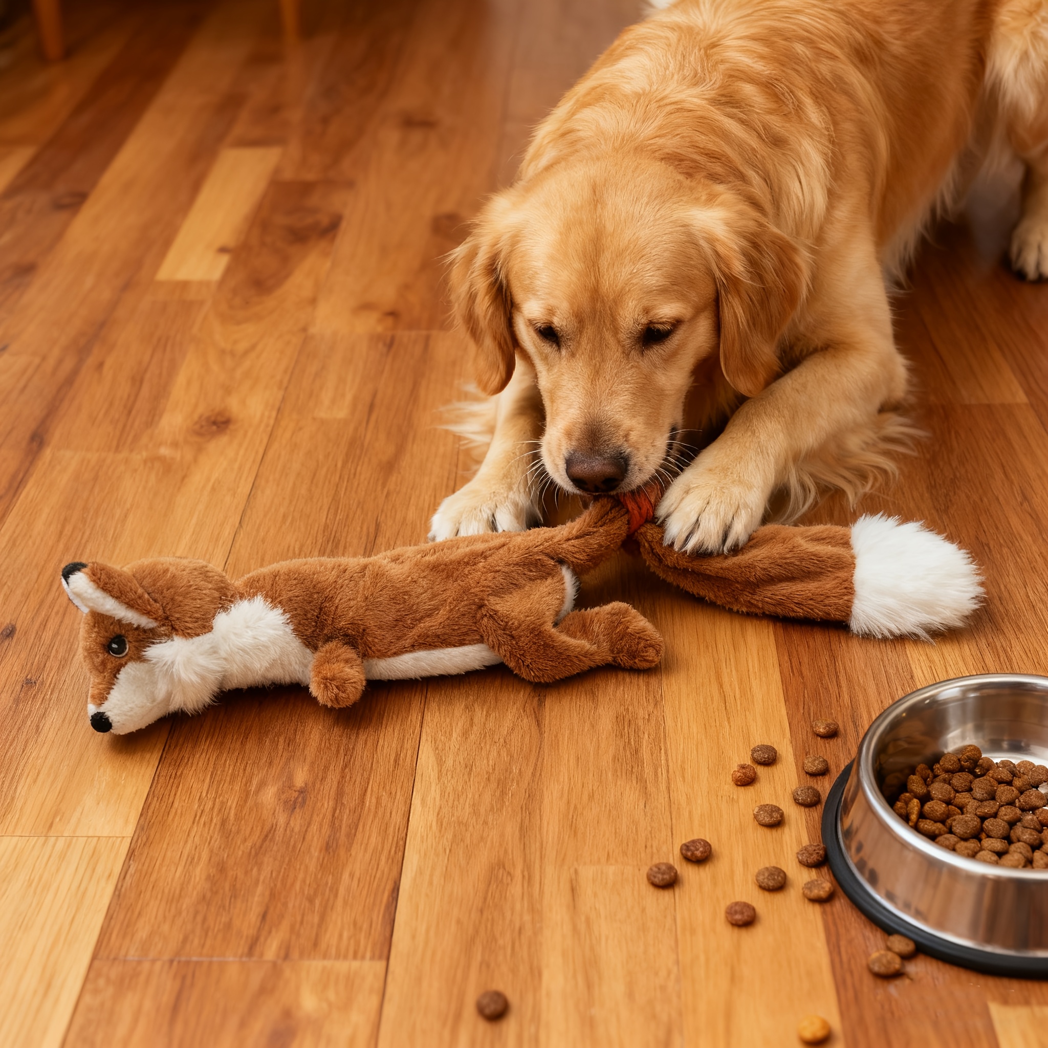 Interactive Plush Chew Toy for Dogs, Squeaky Fox Plush