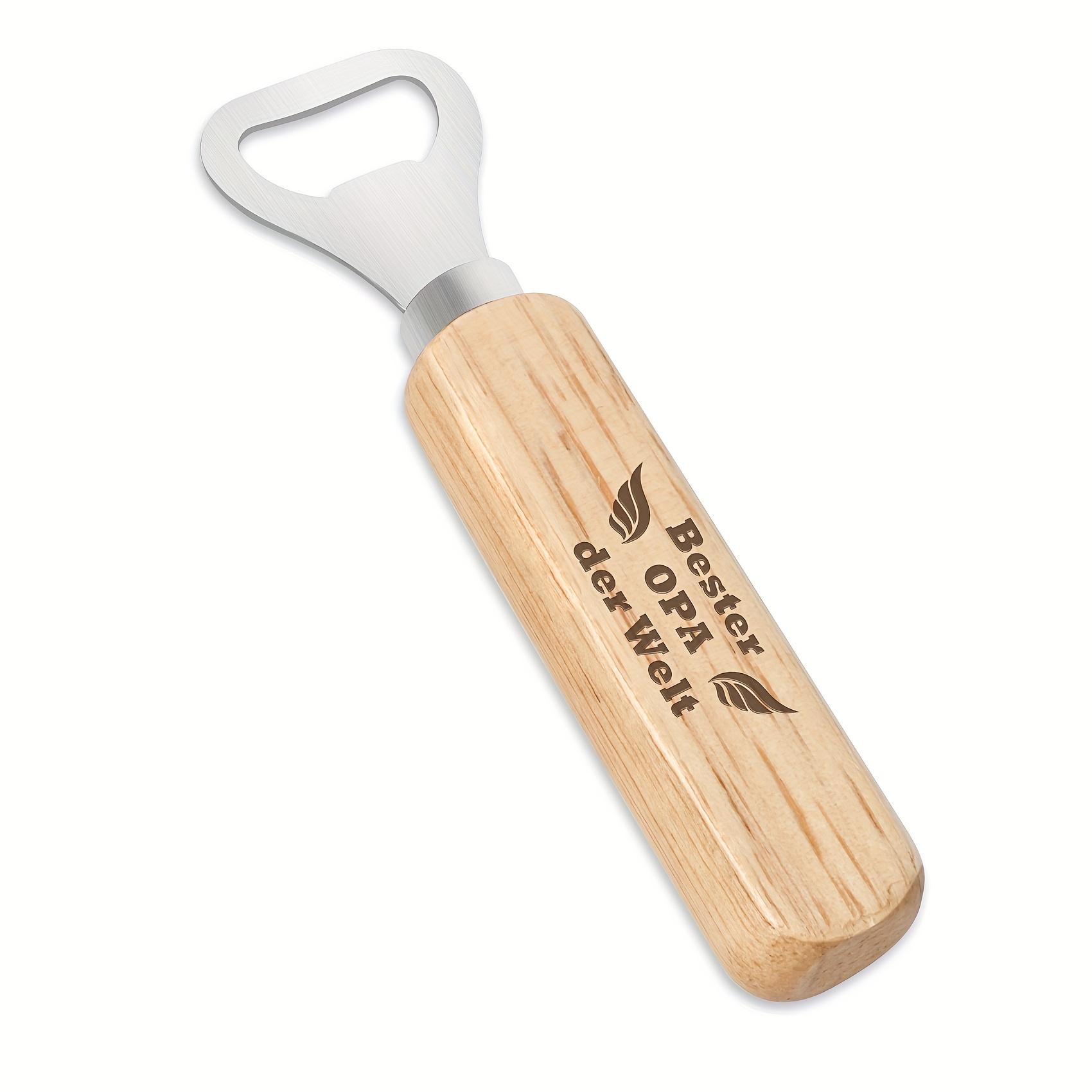 German-style Wooden Bottle Opener - A Gift For Grandpa, Creatively Engraved Stainless Steel Bottle Opener, Perfect For Birthday/christmas/thanksgiving, Small Gifts For Beer Festival Parties