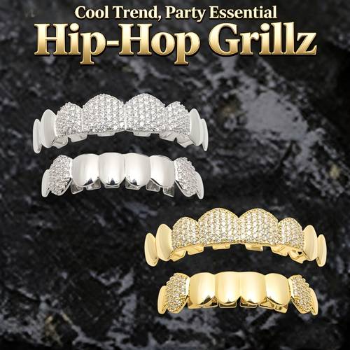 hip-hop punk tandenbeugels, spiegel scherpe tanden, gemengde en set hip-hop trend beugels, halloween en kerstfeest cadeaus, hip-hop punk tanden decoratie