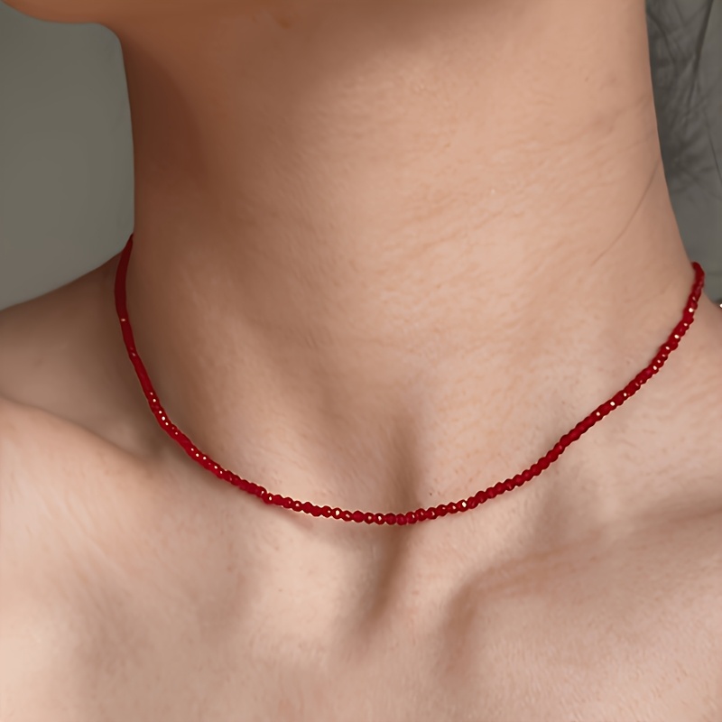 TEMU 1pc Minimalist Thin Chain Necklace Niche Design All-match Clavicle Chain Daily Commute Exquisite Jewelry Enormous White Bead Necklace Easy