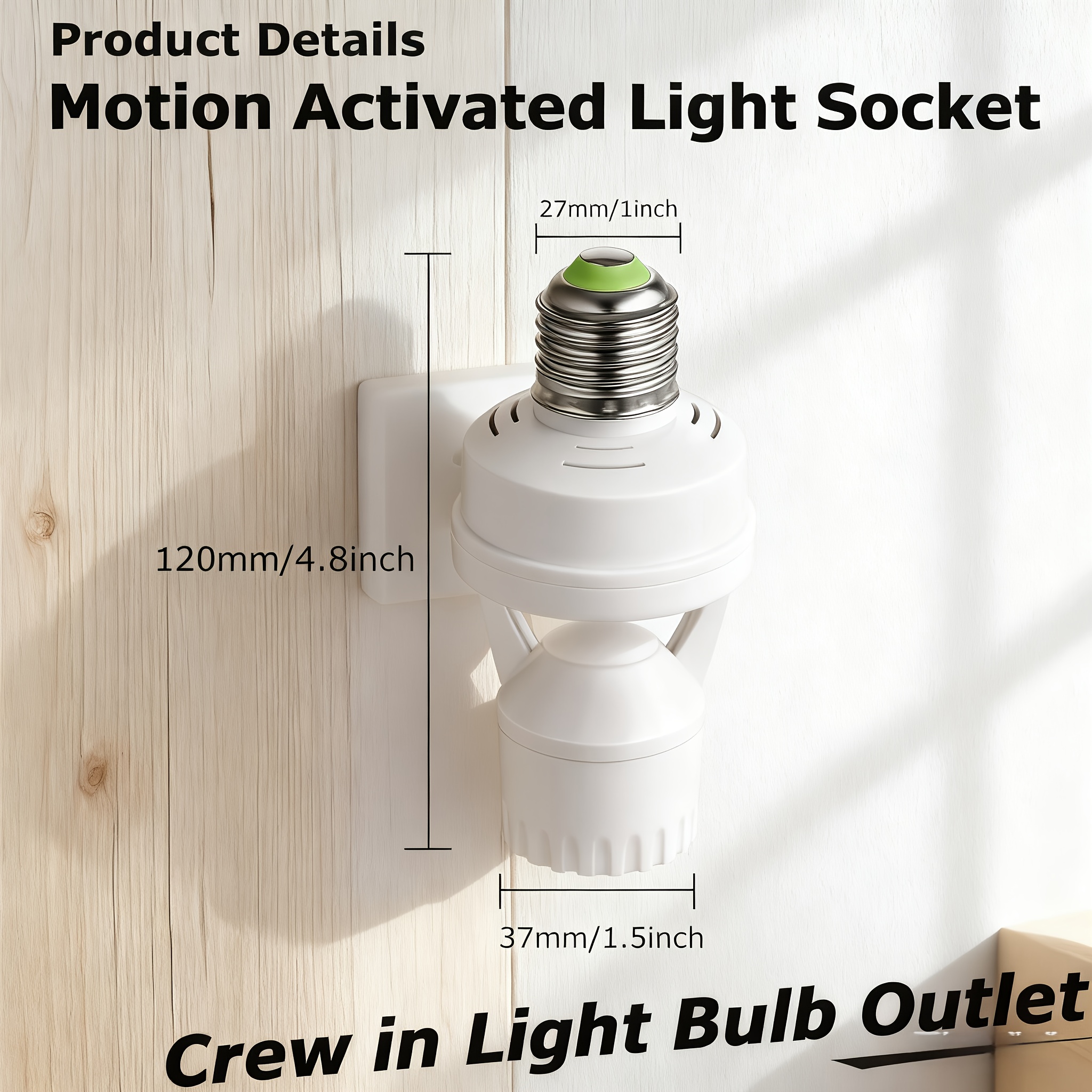 TEMU 360° Motion Sensor Light Bulb Adapter | E26/e27 Universal Smart Socket With Adjustable Timer + Mode, Automatic Indoor Led Lighting, Durable
