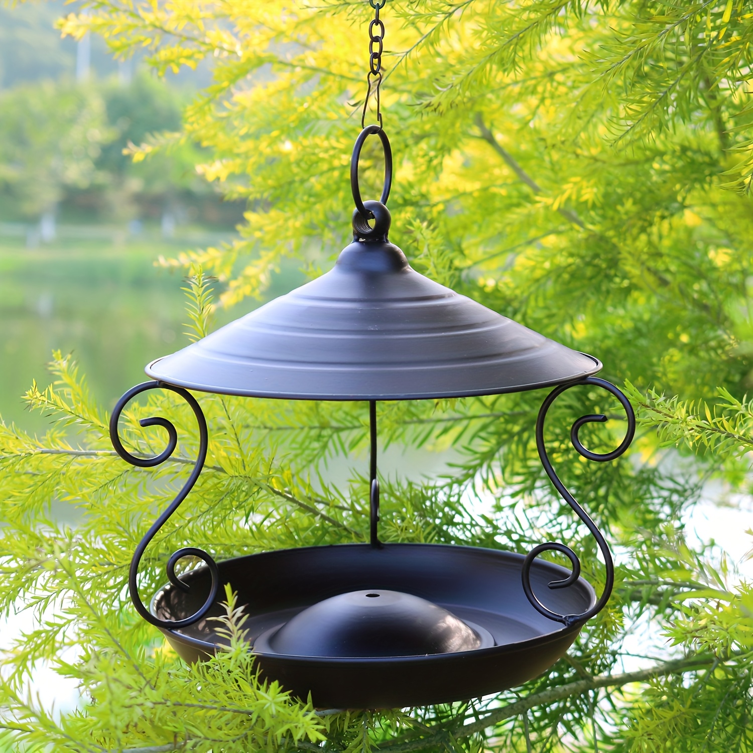 Image of Outdoor Metal Bird Feeder, Hanging Bird Feeder, Attracting Birds, Yard Decoration And Perfect Gift For Bird Lovers