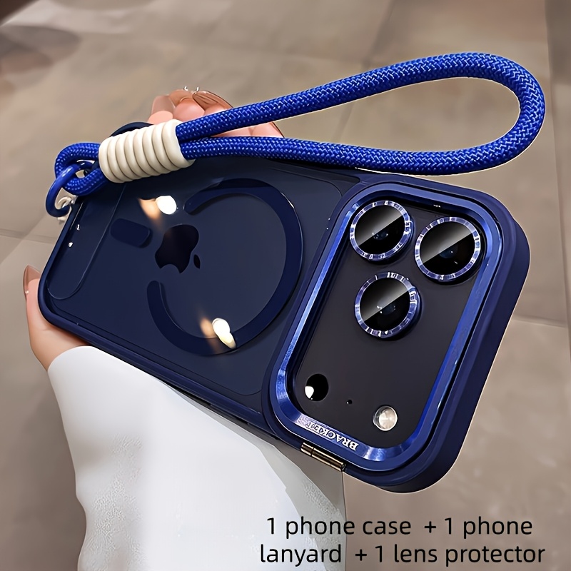 TEMU Custodia per telefono: (1 custodia per telefono + 1 laccetto per telefono + 1 pellicola per fotocamera) Custodia con supporto per fotocamera in