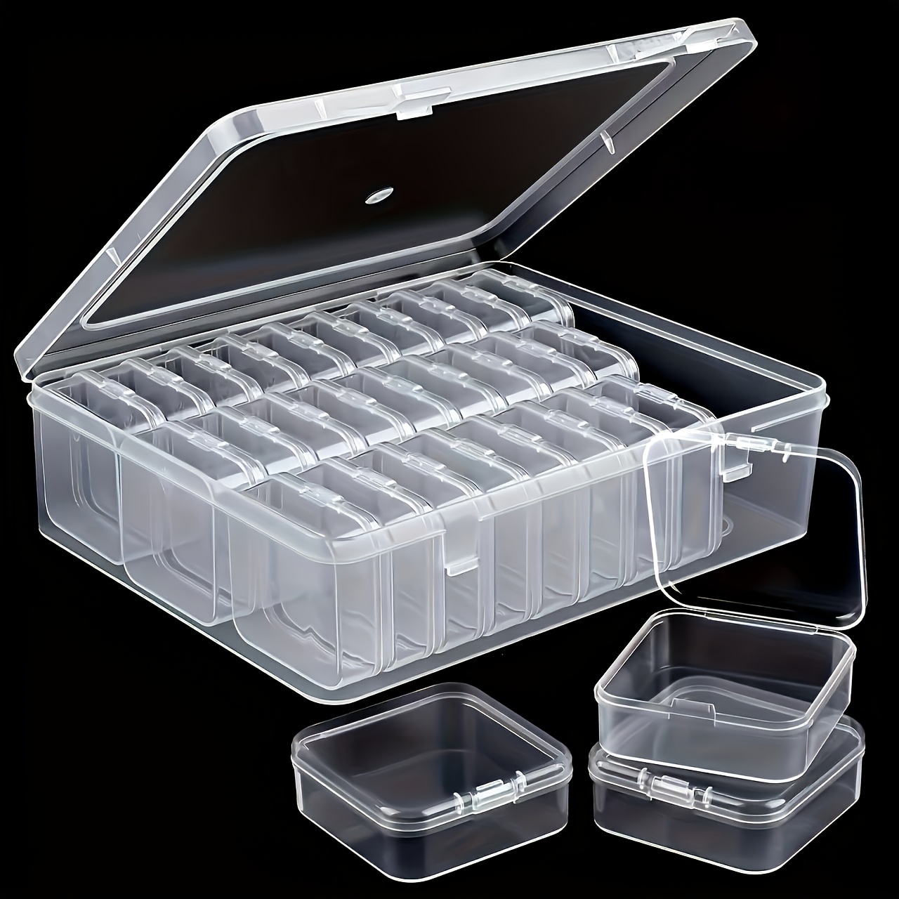 TEMU Boîte à bijoux transparente et de grande capacité + petites boîtes amovibles, à compartiments -poussière et -humidité pour accueillir des bijoux