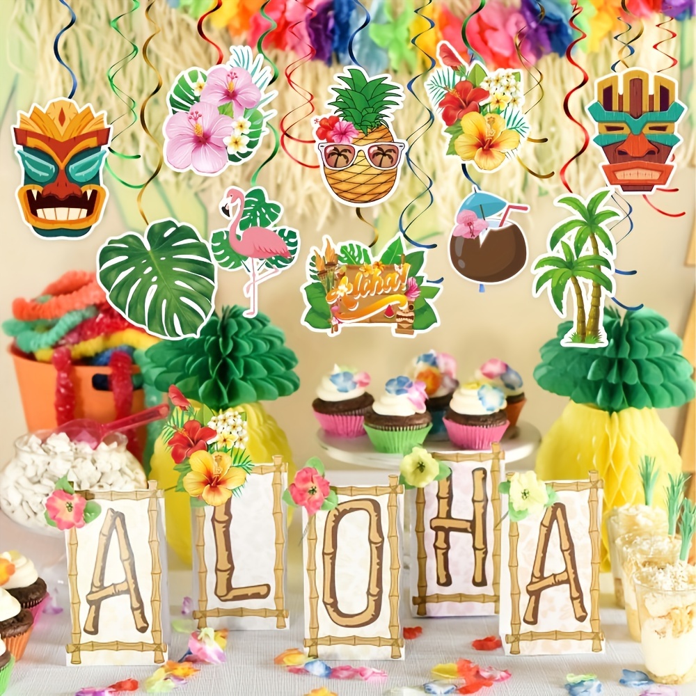 Hawaiian Luau Hanging Swirl Party Decorations Aloha Tropical - Temu