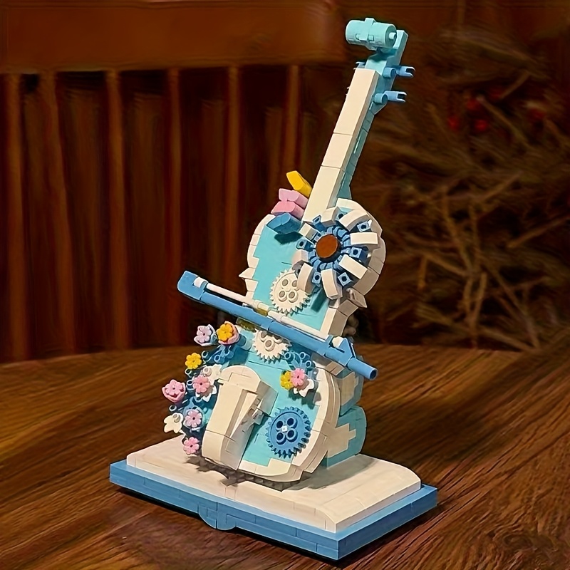 Image of Sea Of Flowers Violin Building Block Handmade Model Ornament With , A High-quality For Birthdays, Christmas, Halloween, Thanksgiving, New Year Parties, Holiday Gifts, Artistic Presents, Elegant , And