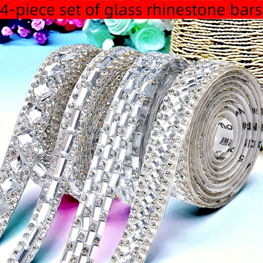 E-shop 4er-Set selbstklebende Glas Kristall Strass Aufkleber, Schleifen Dekorationen, für Bastelgeschenke, Abziehbilder Zusätze, Auto Festivals,