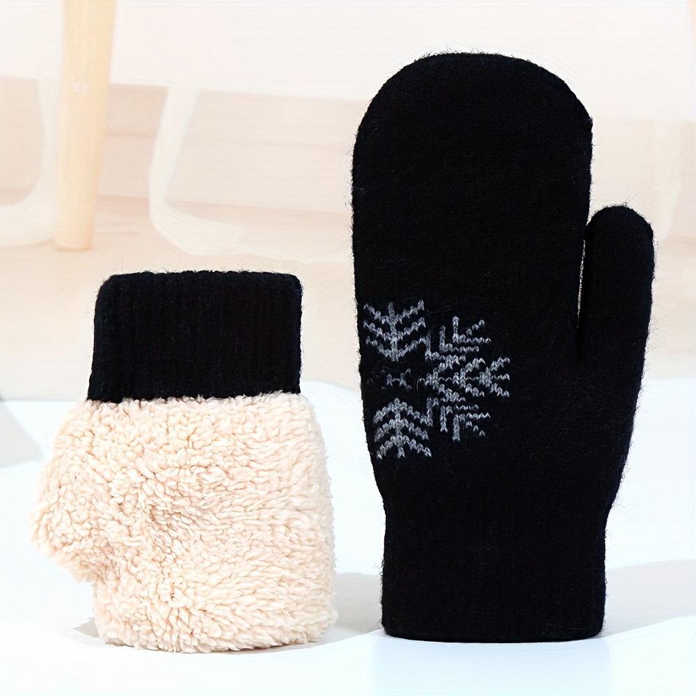 TEMU Winter New Yarn Snowflake And Velvet Thick Gloves For Women, Autumn And Winter Warm Gloves Wholesale Christmas Gloves Cycling Outdoor Velvet