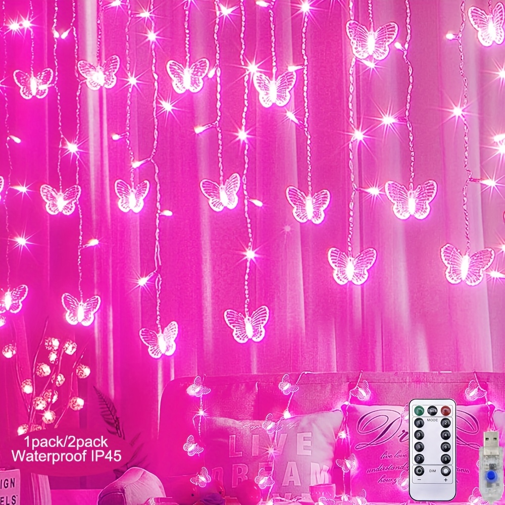 TEMU 1pc 21.3ft/6.5m 120 Leds Curtain Lights Room Decor Christmas Holiday Lights, Led Decorative String Light, 8 Twinkle String Light, Remote+ Usb
