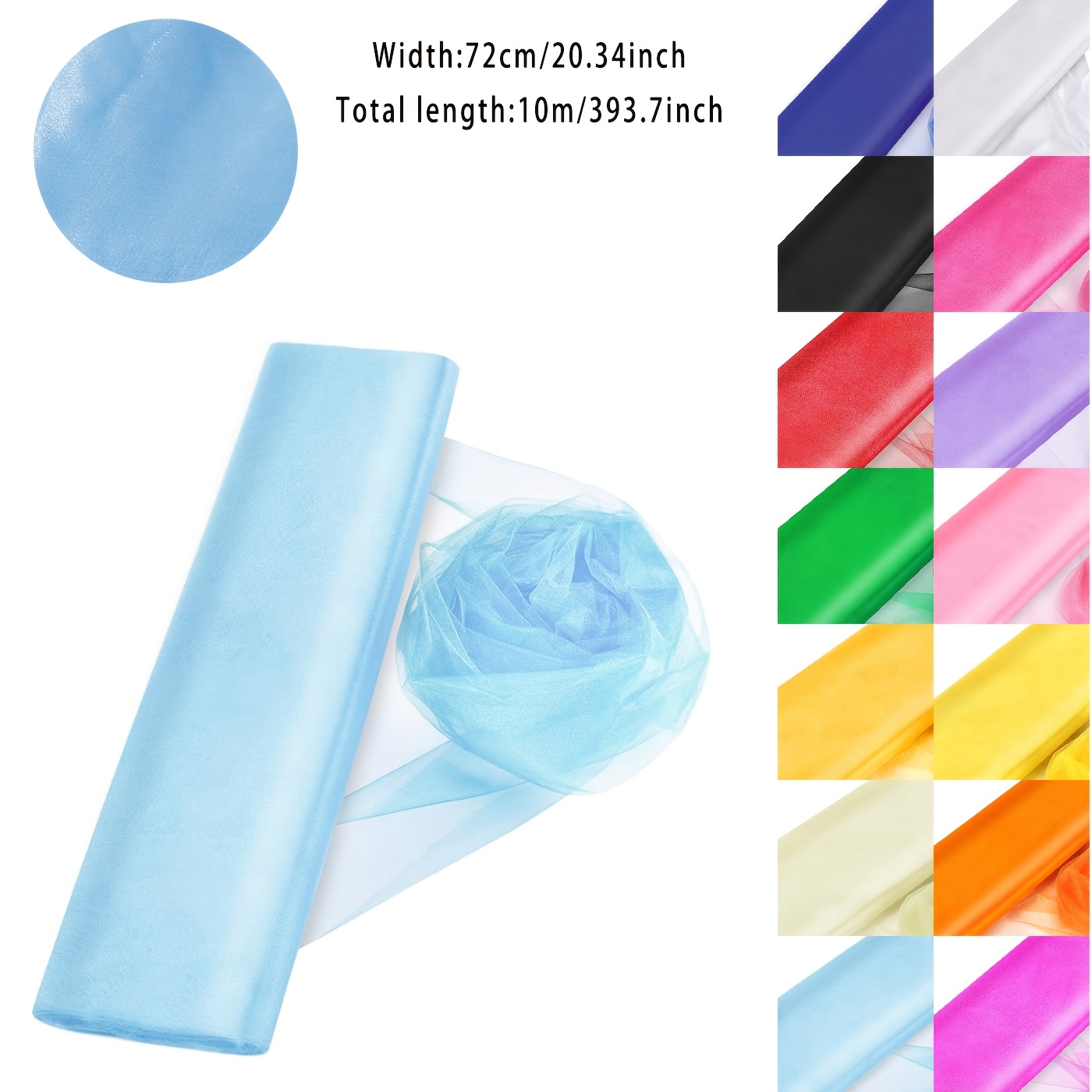 E-shop 1 Stück Kristallorganza-Tüllstoff - 28,34" x 393,7" Nylon-Transparentstoff für Hochzeitsdekoration, Weihnachtsdekoration, Geschenkverpackung