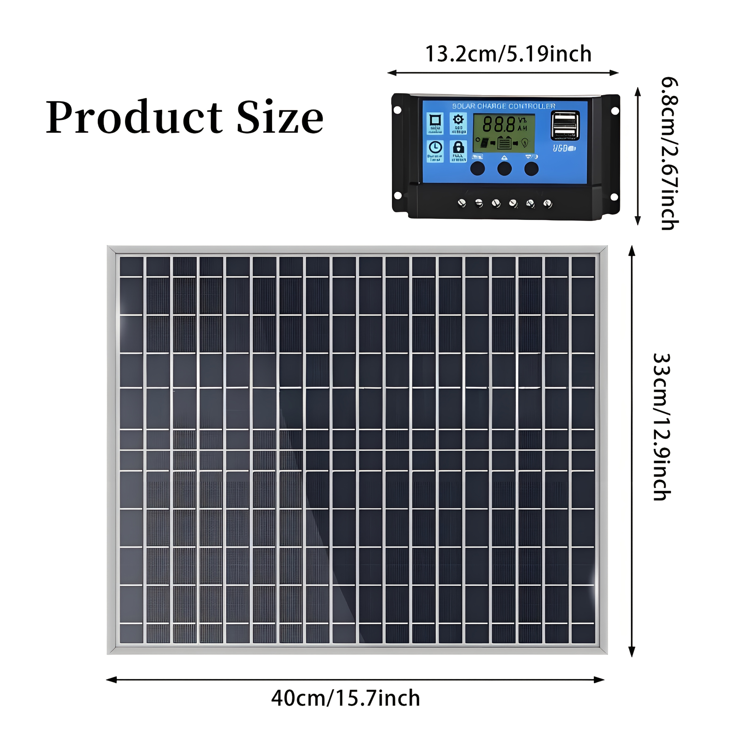 1pc Portable Solar Panel, 12V Photovoltaic Solar Panel, Solar Power Supply System Kit, Household Photovoltaic Power Generation System. Suitable for Universal Charging, Powering Mobile Phones, RVs, Street Lighting, Pet Shelters. Durable Outdoor Solar