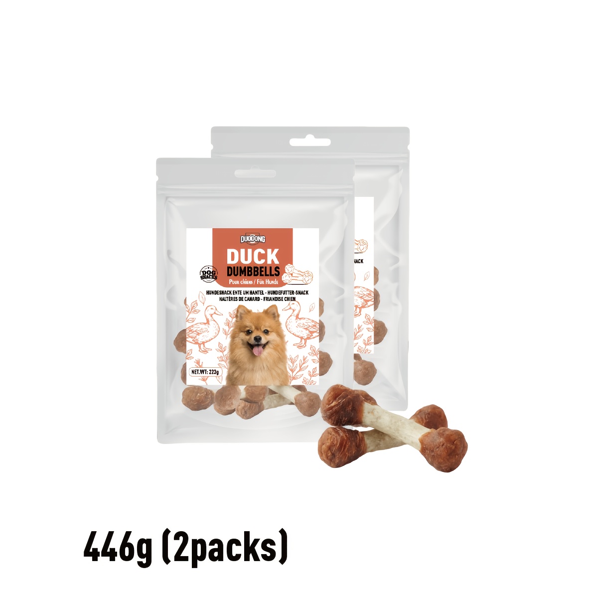 Dumbbell Chews Suitable For Tear Stain Support & - Rawhide Dog Treats With Duck Flavor, Long Lasting Protein-rich Chew Sticks For Puppy Teething, Dental Chews For Dogs