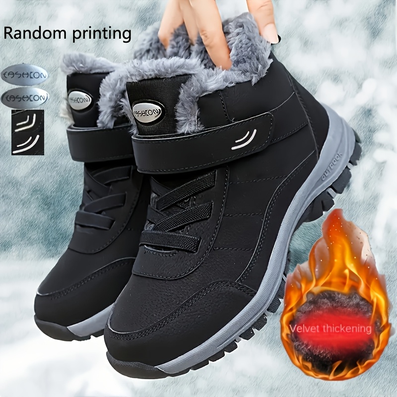 Men's And Women's Snow Boots, New Winter Style Thick-soled Ankle Boots For Women, Hiking Shoes With Plush Lining, -lined -size Snow Boots For Women
