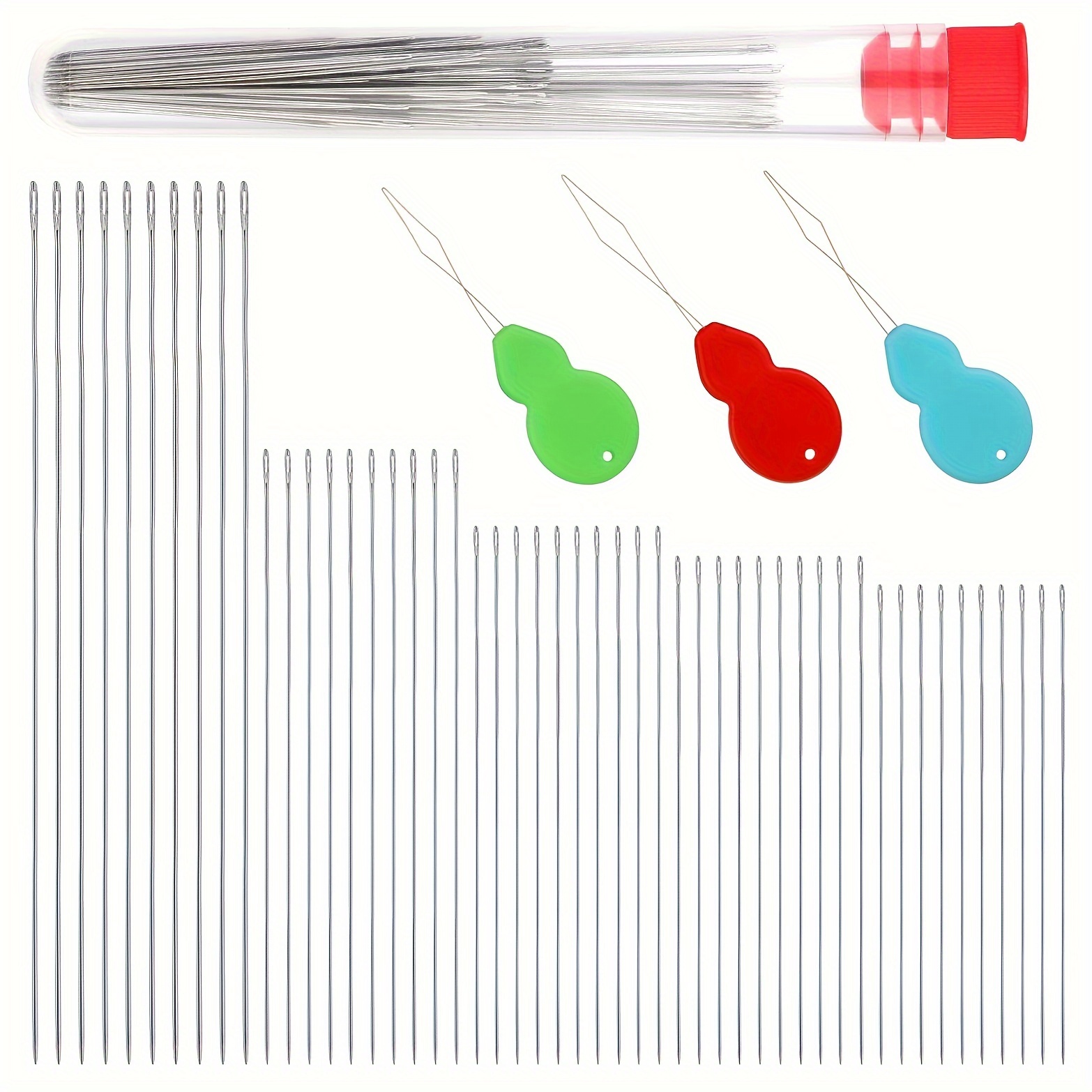 

-piece Beading Needle Kit - 5 Sizes, Stainless Steel Weaving Tools With Needle & Storage Tube For Jewelry Making - Needles Set For Seed Beads & Accessories (color )