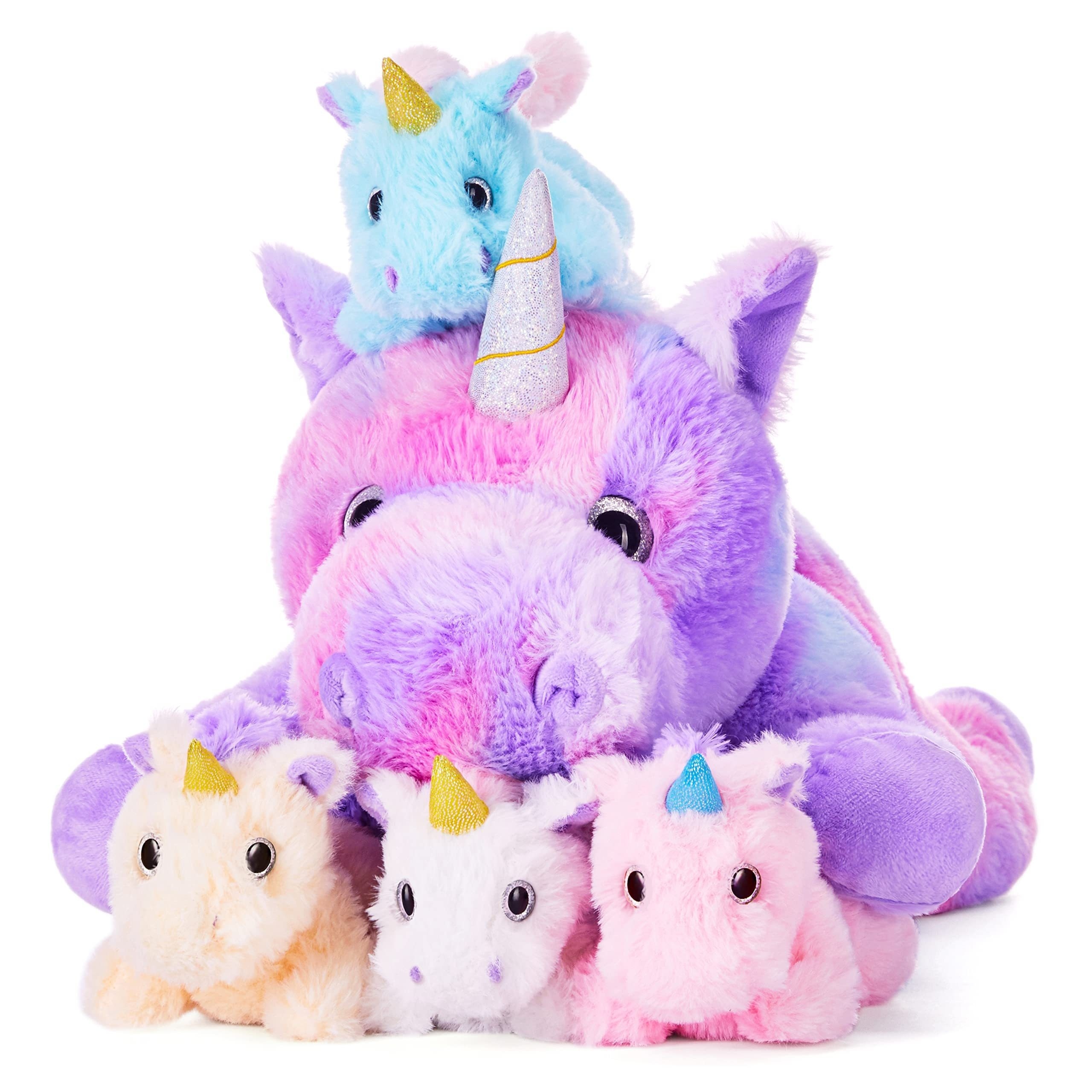 

Ikasa Mommy Unicorn Toys For Girls, Mom And Baby Stuffed Animal Plush Toy, Set Toy With Little Babies, Gifts For Kid