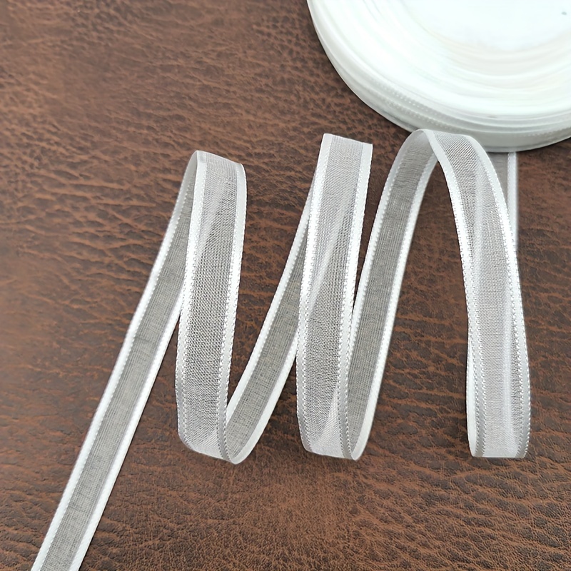 Image of 1cm Wide Edge Snow Ribbon - 50 Yards/roll White Craft Ribbon For Gift Wrapping, Wedding Decor, Cake Baking, Hair Accessories & Diy Crafts, Semitransparent Material