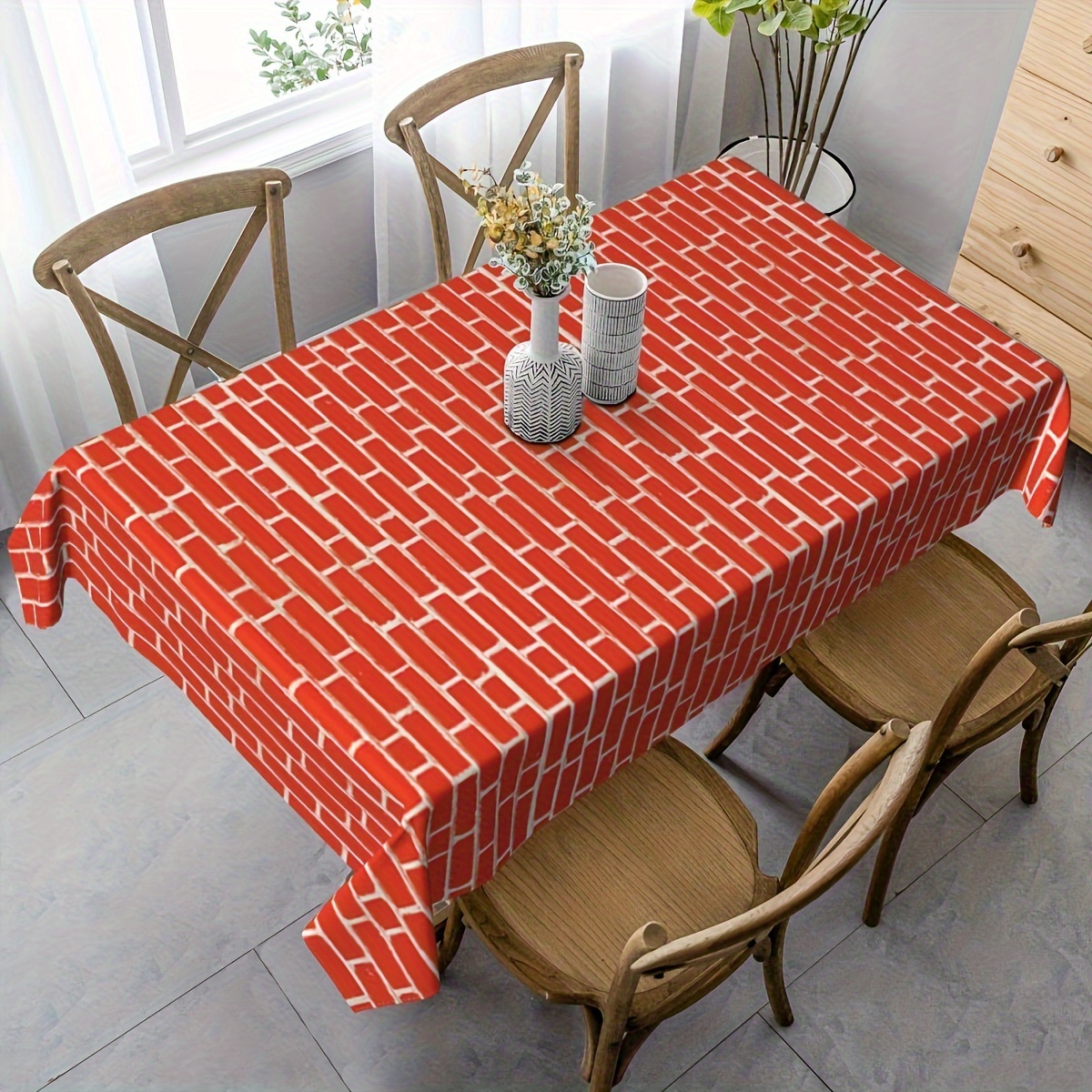 

2pcs Brick Stone Wall Backdrop Stone Wall Scene Movable Brick Tablecloth, Winter/ Christmas Party Supplies (red, Brick)