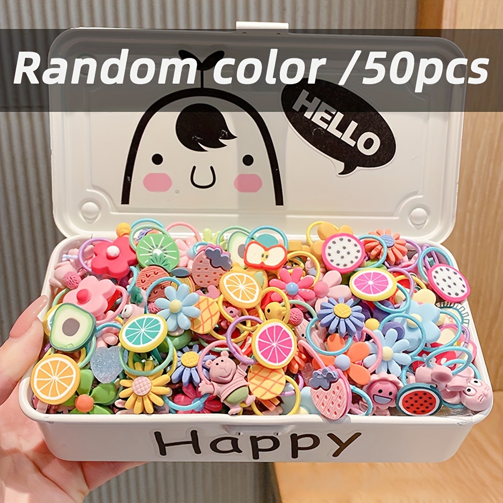 Image of 50-piece Random-color Dog Hair Ties In Assorted Colors – Elastic Bands For Pet Dog Ponytails