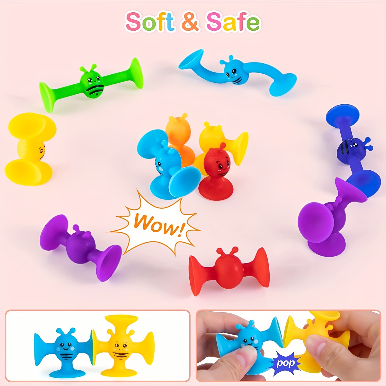 25pcs Set of Suction Toys for Kids - Sensory and Relaxation, Colorful Building Blocks, Ideal for Ages 3-7, Perfect for Travel & Parties. Top Choice Gift for Christmas, Halloween, Easter, Friends, Family, and Children, Best for Christmas