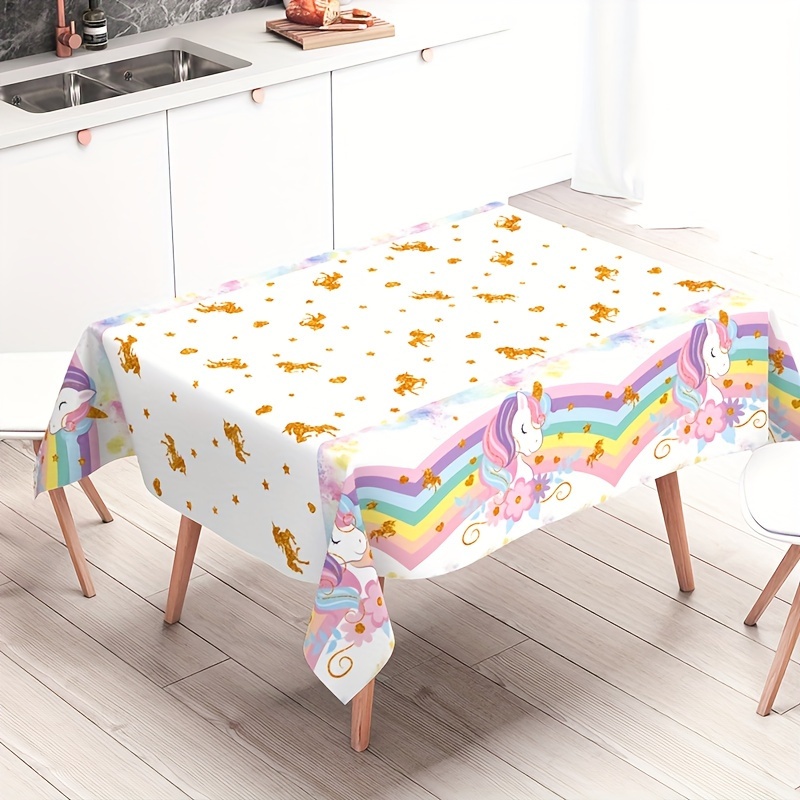 

Unicorn-themed Disposable Tablecloth For Birthday & Shower Parties - Rectangle, Cartoon Design, , Christmas, Easter, Thanksgiving Celebrations