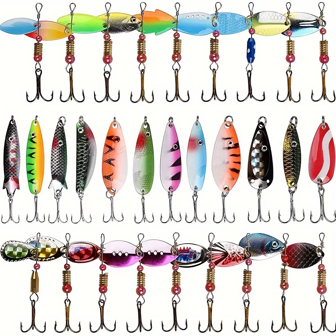 

30pcs Fishing Lures Set Spinners Baits Spoons Lures Crankbaits Bass Lures Trout Lures Hard Metal Fishing Baits Colorful Fishing Lures For Bass Pike Trout Salmon Walleye Perch