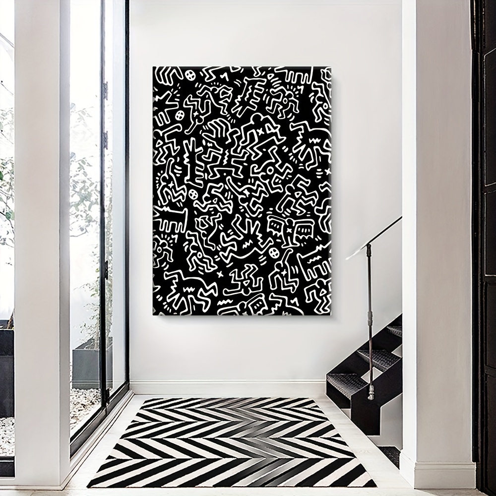 

Black And White Abstract Canvas Wall Art Print Poster Decoration Painting Home Decor Gift For Friends Unframed - Thickness 1.5 Inch