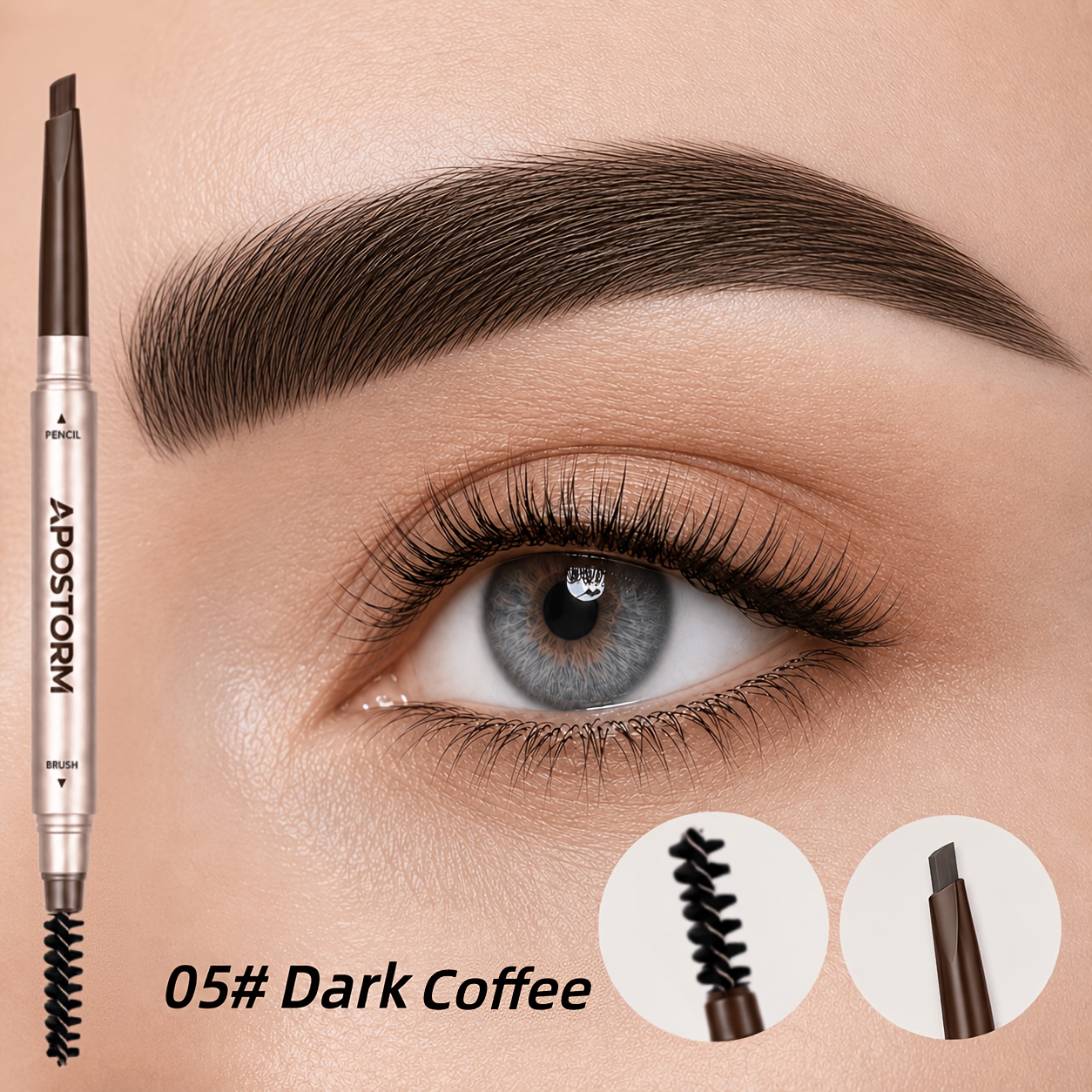 Rose Golden Triangular Eyebrow Pen, Dual End for Brows