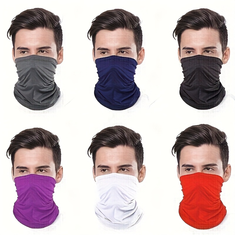 Image of 6pcs Summer Bandana Headscarf Face Mask Neck Scarf, Women&men Balaclava Face Mask Breathable Elastic Headband For Outdoor Sports, Fishing, Running Cycling Equipment