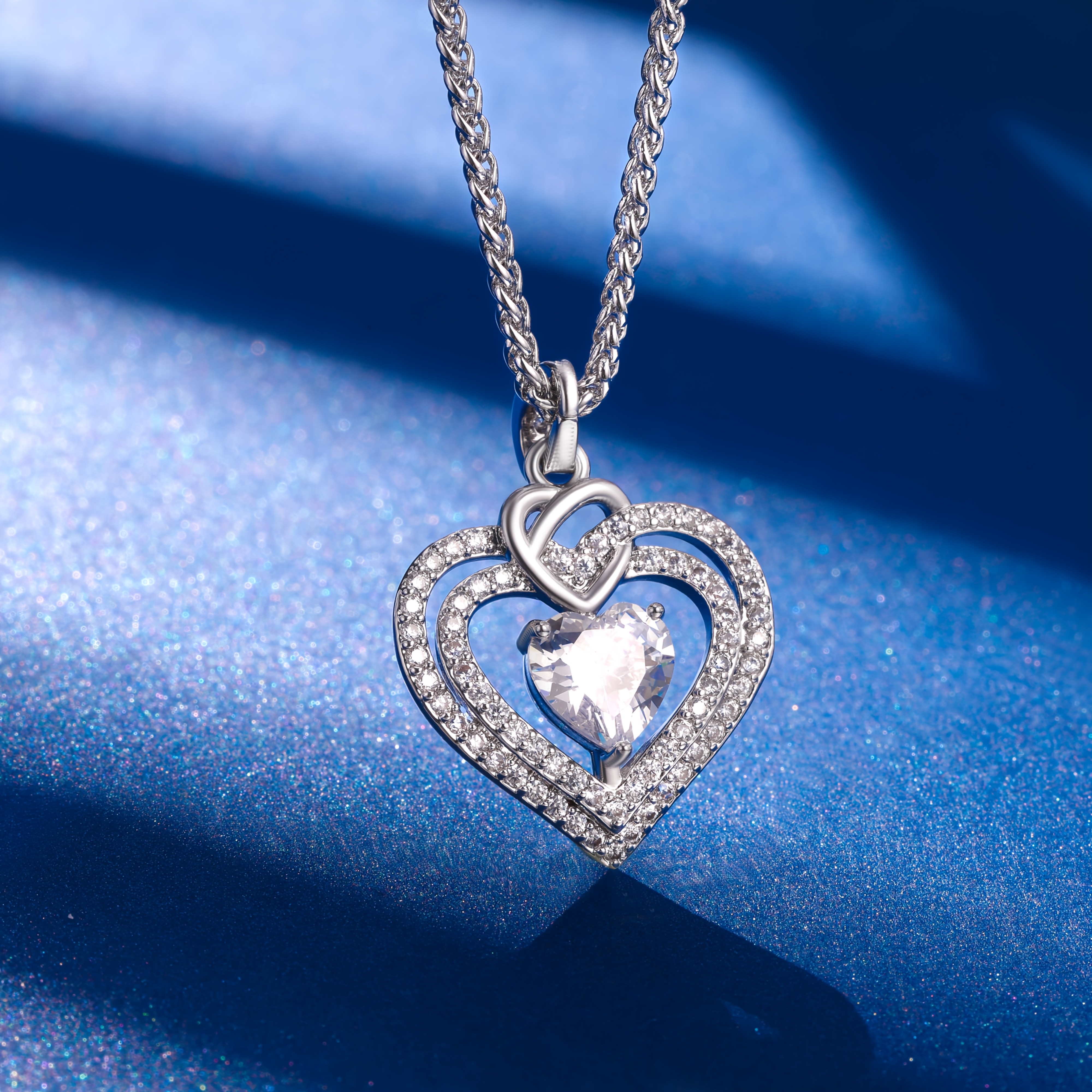 Women's 925 Silver Moissanite Heart-Shaped Necklace