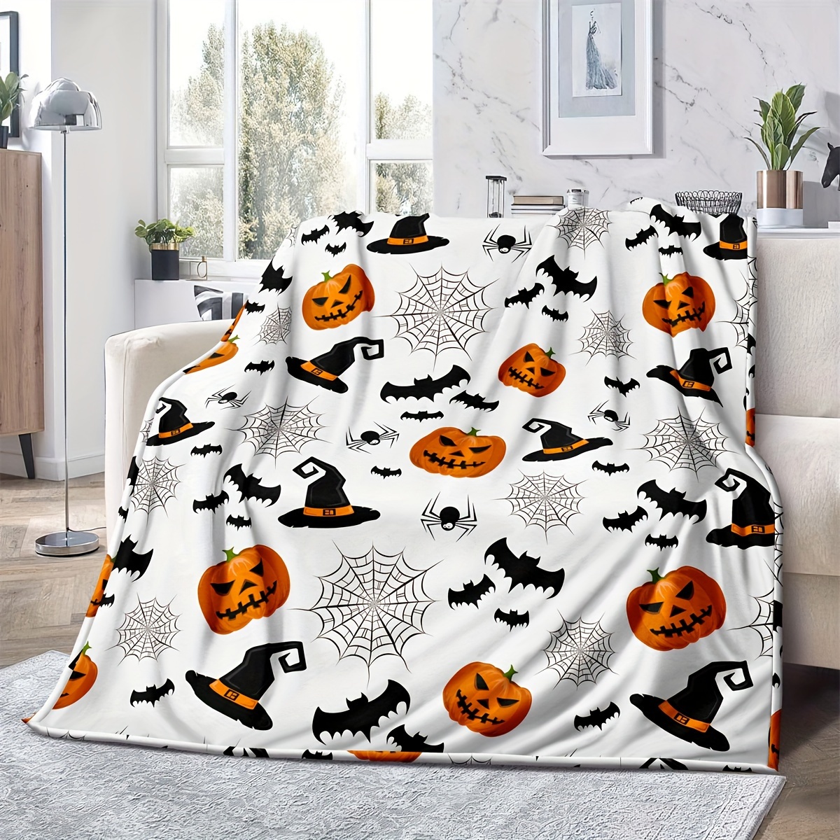 

Halloween Blanket - Spider Web & , Flannel , For & Adults, Washable