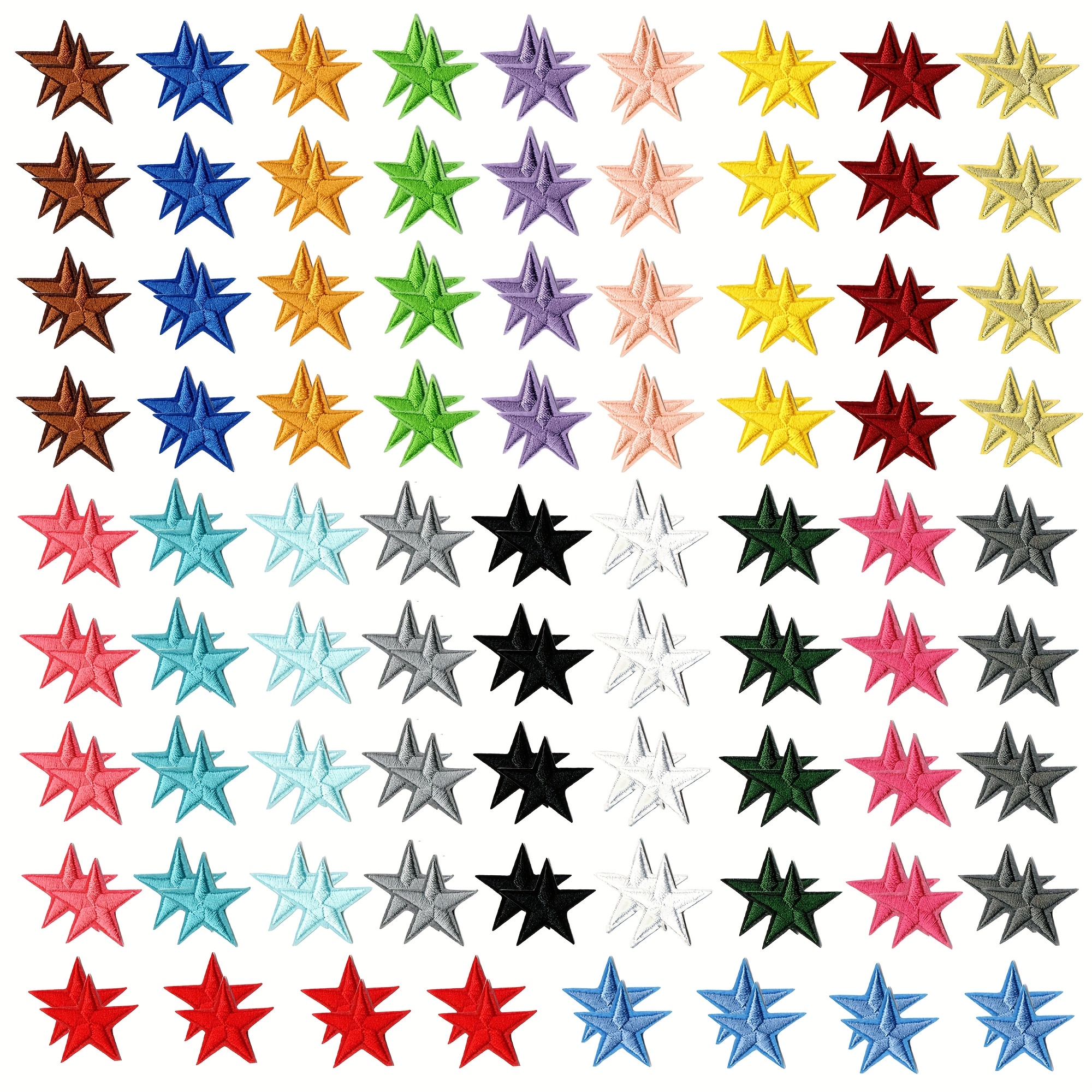 Image of 160 Embroidered Patches Featuring Colorful And Beautiful Five-pointed Stars, Perfect For A Hippie Punk Rock Anime Cycling Adventure. Cool And Funny Patches Sewn Or Ironed Clothes, Skirts, Pants, Hats