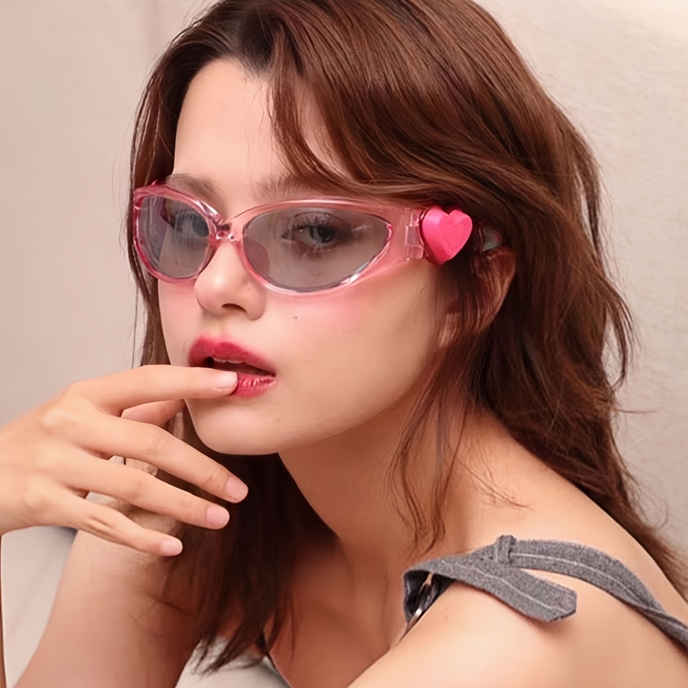 2024 new y2k heart shaped decorative eyeglasses oval Temu Saudi