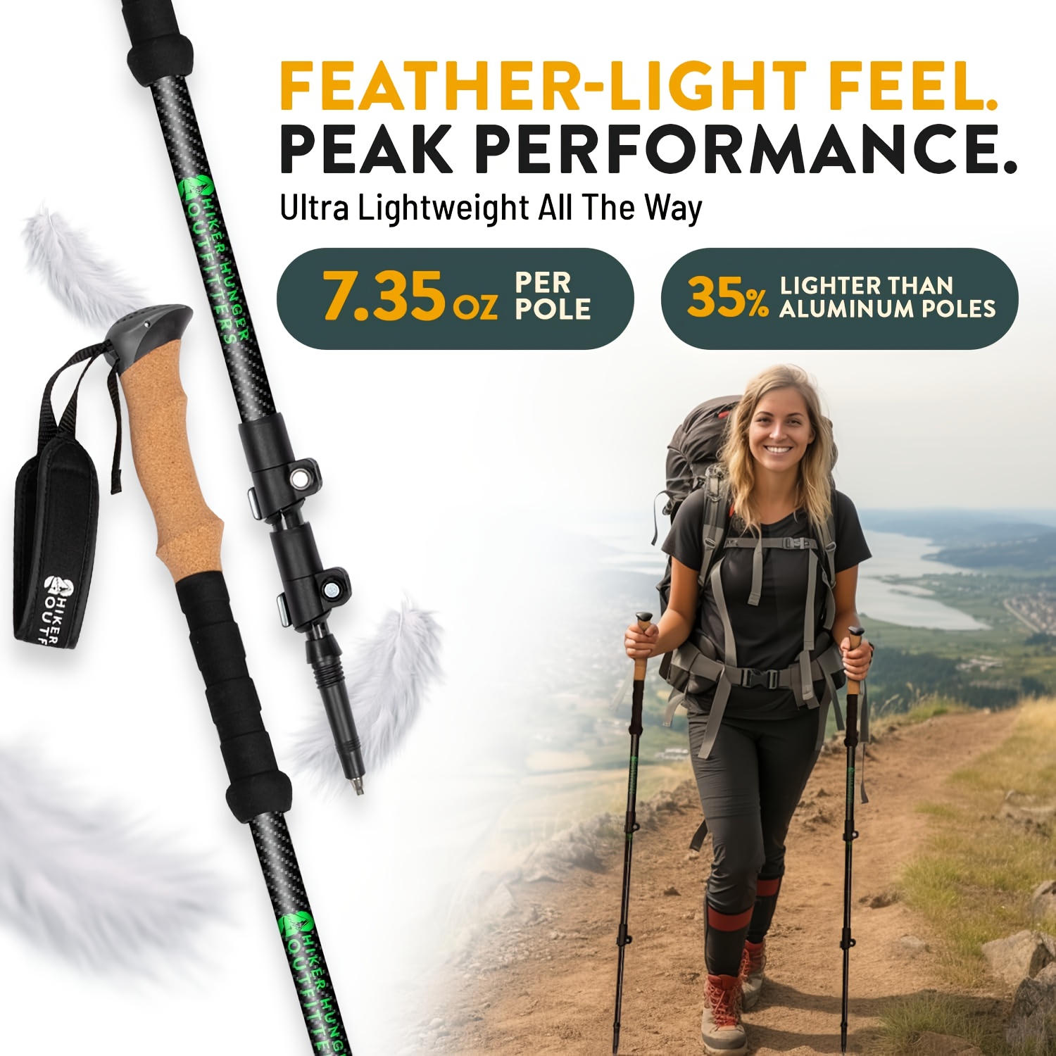 TEMU New Summer 2pcs Adjustable Aluminum Hiking Poles, Trekking Poles, Walking Poles With Comfortable Rubber Grips - Twist-lock, Shock-absorbing