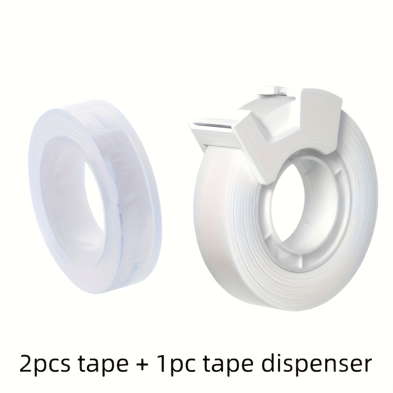 Image of 2pcs Tape And 1pc Tape Dispenser Set, 12mm/0.47inch Wide Transparent Small Tape, Student Hand Tear Adhesive Paper, Adhesive Tape Set With Cutter Suitable For Office And Classroom Use