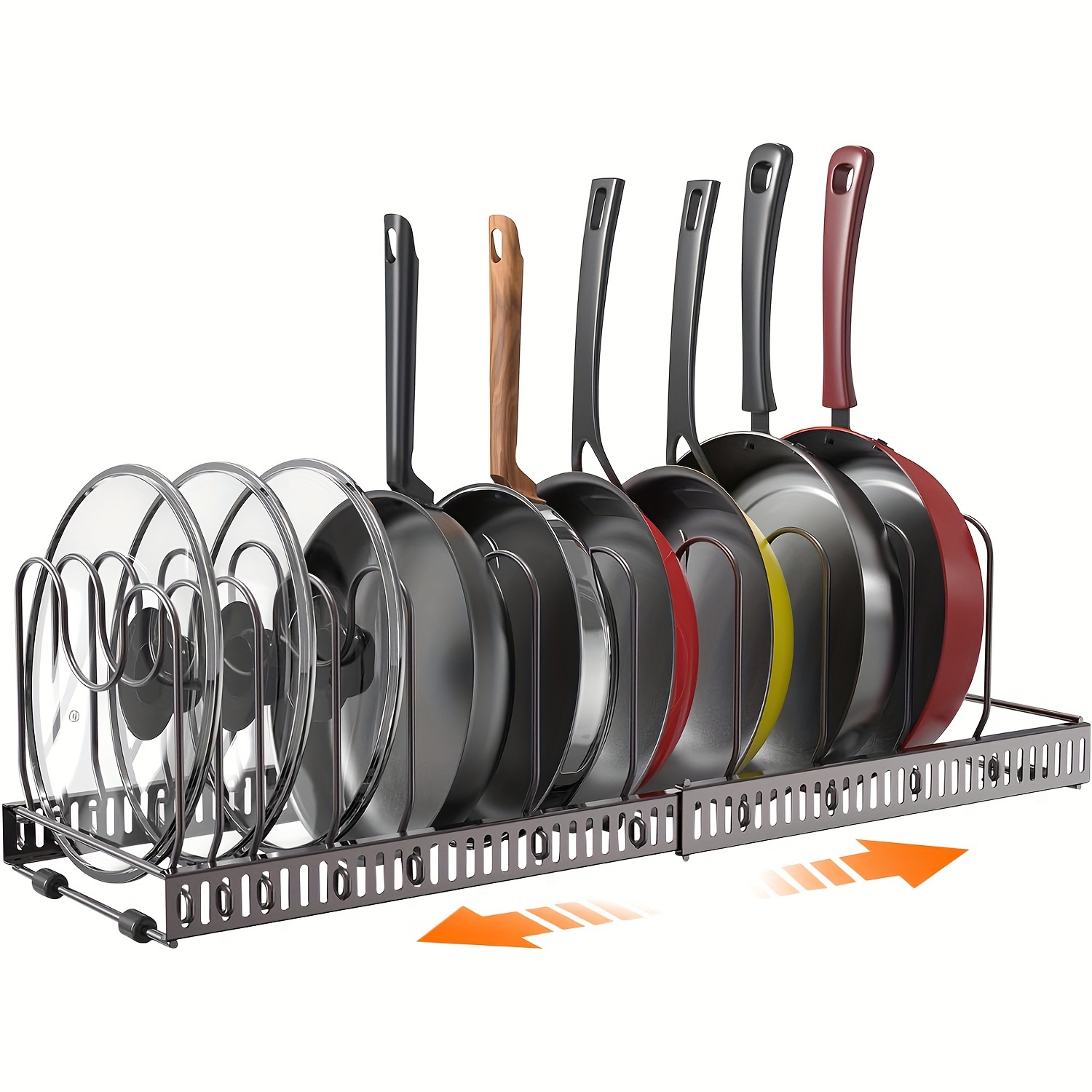 

10-compartment Kitchen Organizer - Adjustable & For Pots, Pans, Cookware & Bakeware - Ideal For Cabinet, Countertop & Pantry Storage