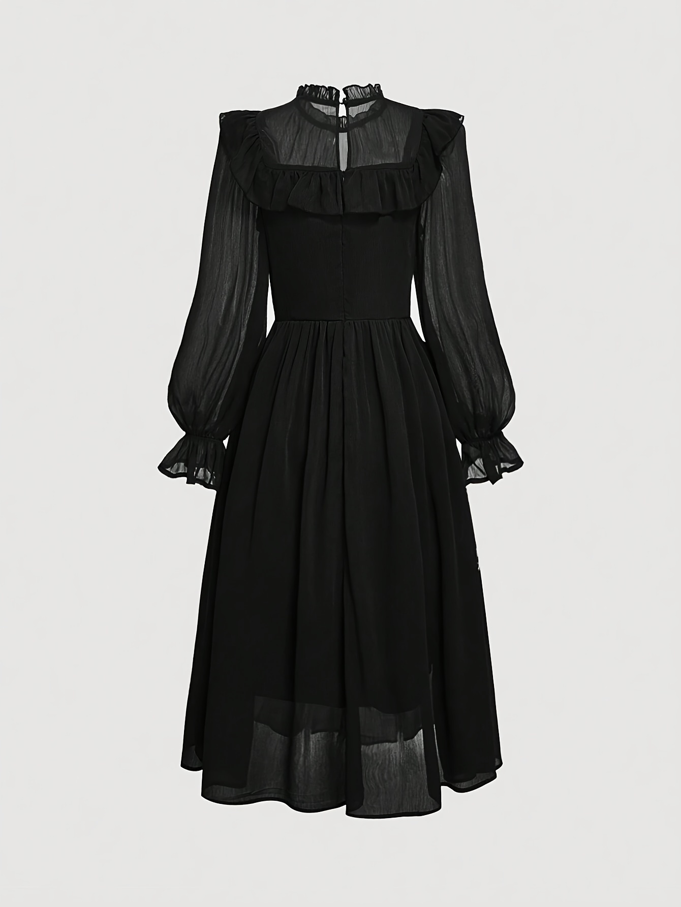 chinese dress ladies Wool Blend Fit and Flare Midi Dress – Vintage Winter Dress 5301 Gray / XL main image 0