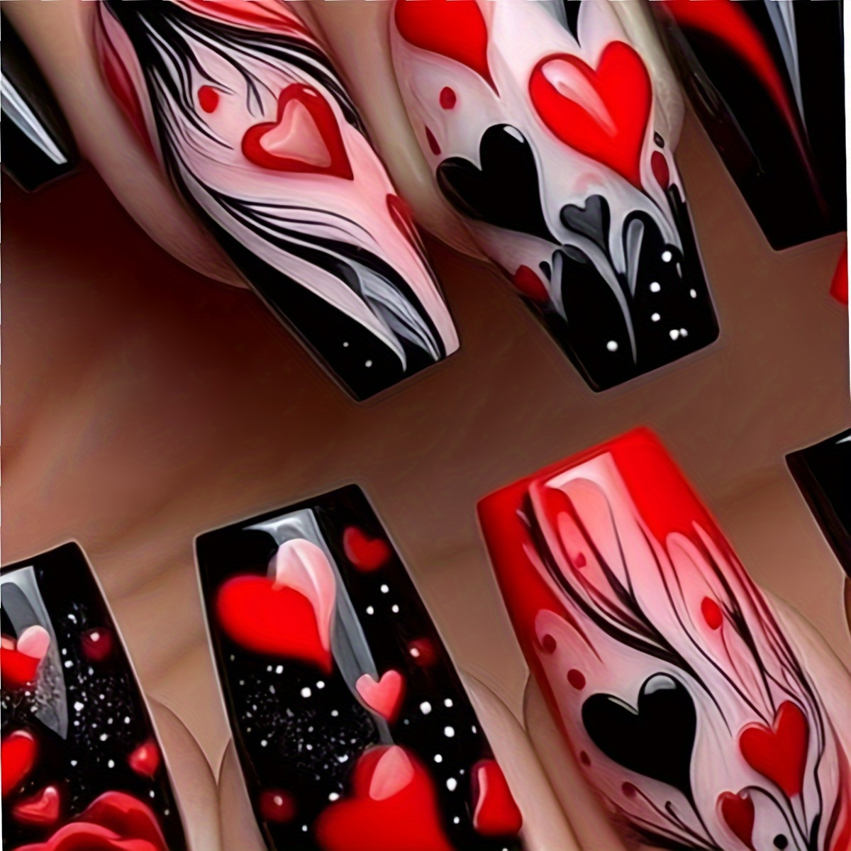 

24pcs Medium-long Ballet Wearable Nails Valentine's Day Love False Nails Suitable For Women' And Festival Use