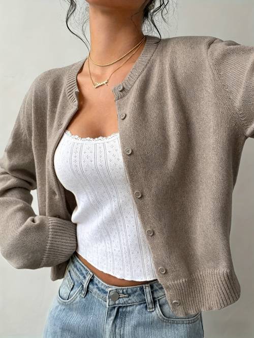 womens summer clothing trendy soft fabric cropped cardigan relaxed fit with elegant for daily wear and casual and summer local warehouse discount ropa de mujer