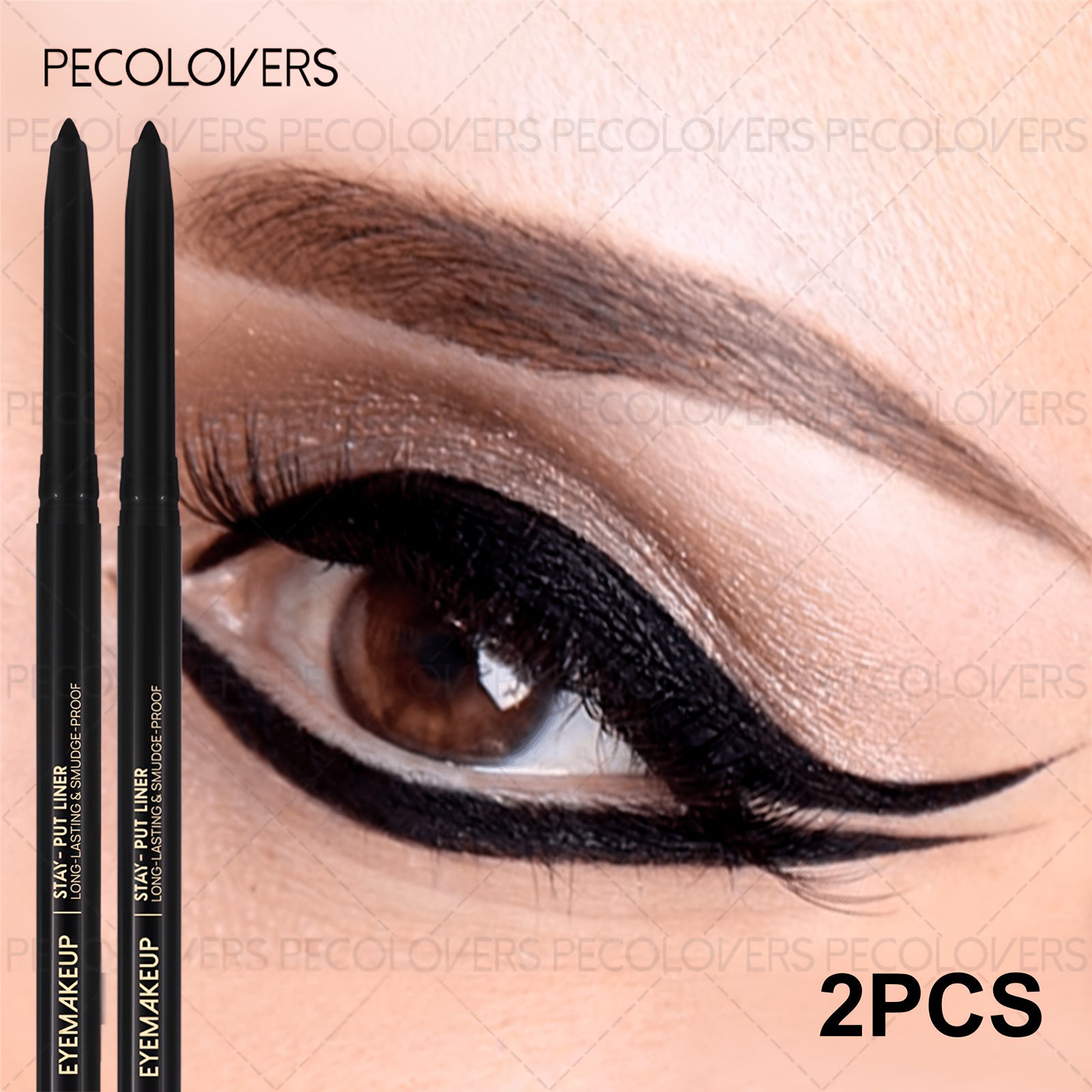 Image of Set Of 2 Waterproof Black Gel Eyeliners, Resistant To Smudging, Soft And Smooth Application, Matte End Drying, Suitable For Beginners, Long-lasting, Perfect Gift For Valentine's Day