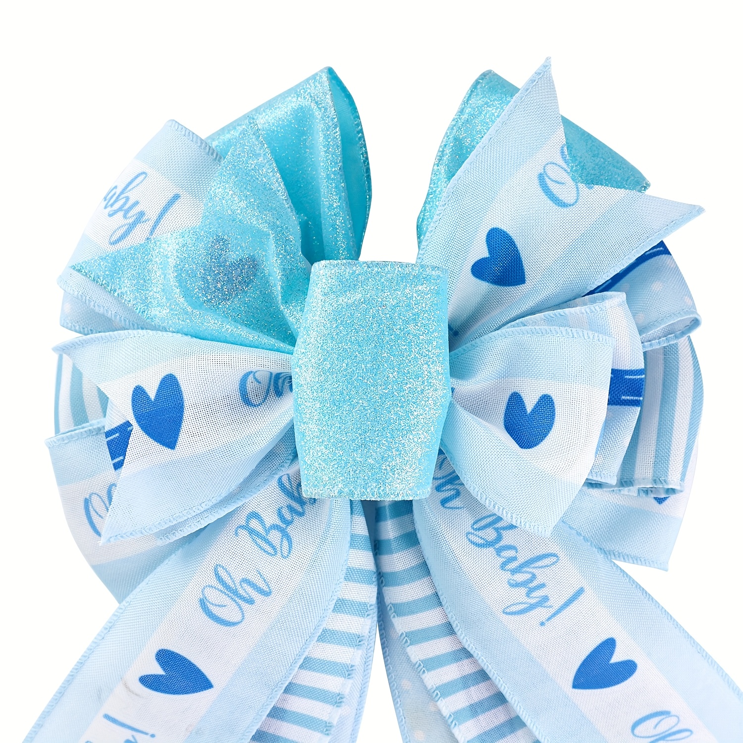 Image of 1pc, Baby Shower Wired Edge Ribbon Bow, Suitable For Boys And Girls Christening, Gender Reveal And Other Room Arransynthetic Gemstoneent Decoration, Christmas, Halloween