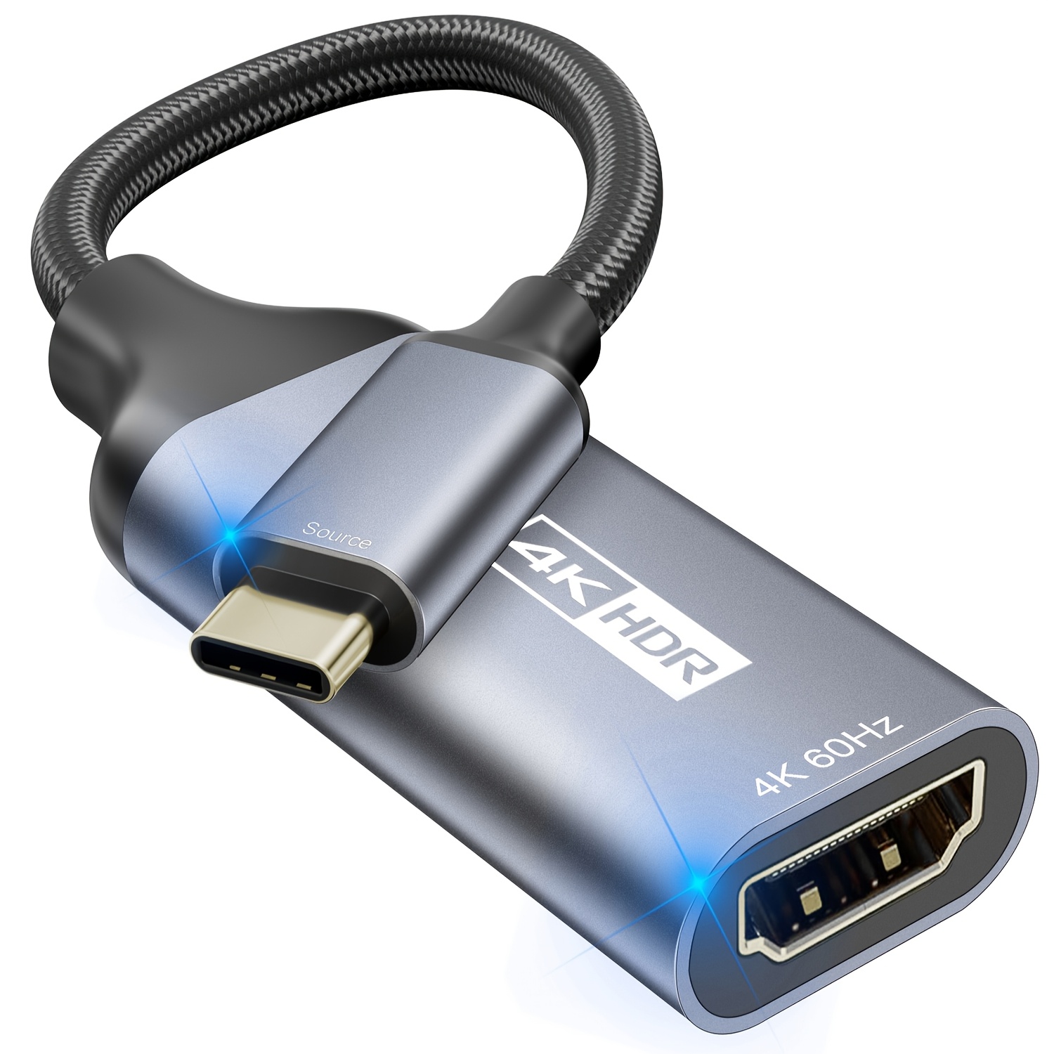 Adaptateur USB C vers HDTV [4K@60Hz] Convertisseur Haute Vitesse USB Type-C 3.1 vers HDTV 2.0 Femelle [Compatible Thunderbolt 3/4/5] pour iPhone 17/16/15 Series, MacBook Pro/Air, iPad, Galaxy S8-S25, Autres Ordinateurs Portables USBC