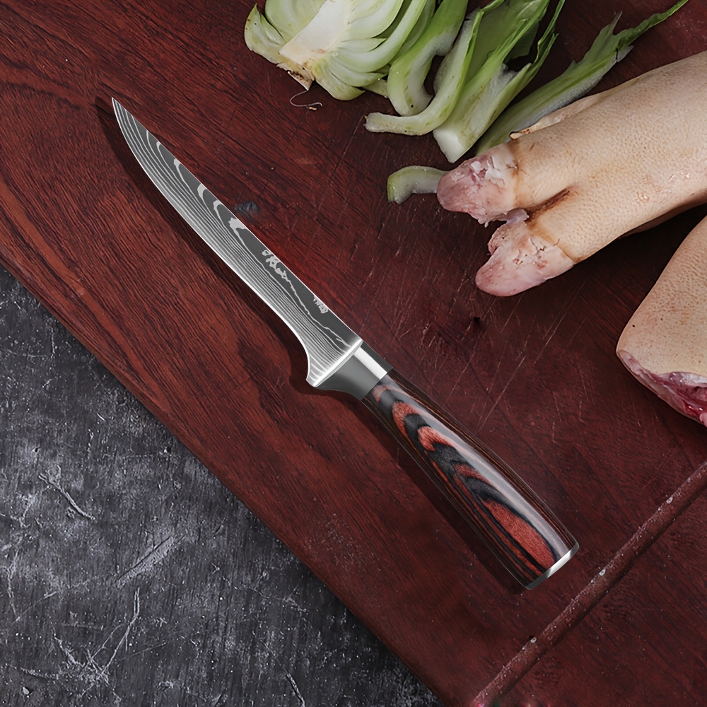 TEMU Professional-grade Boning Knife With Pakkawood Handle - High Carbon German Stainless Steel Fillet Knife For Meat & Poultry, Precision- Blade For