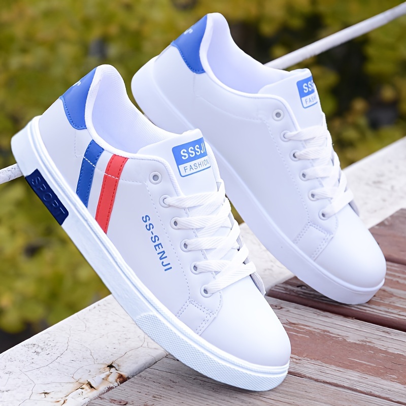 

Fashionable White Sneakers: Men's Low Top Skate Shoes, Casual And Comfortable Outdoor Activities - Pu Upper, , And Eva Insole