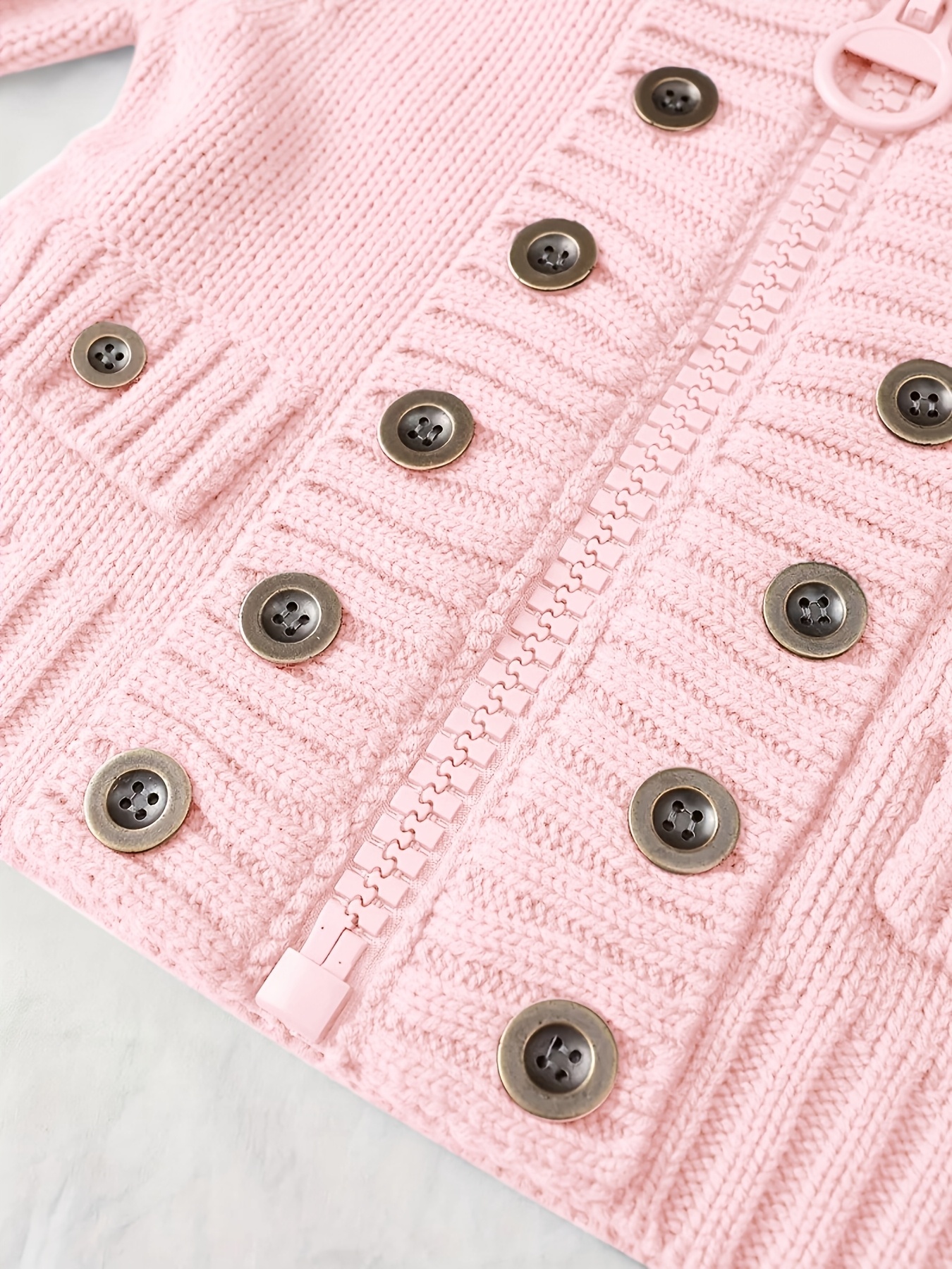 Multi-Button verzierte Stehkragen-Slim-Fit-Kardigan mit Reißverschluss