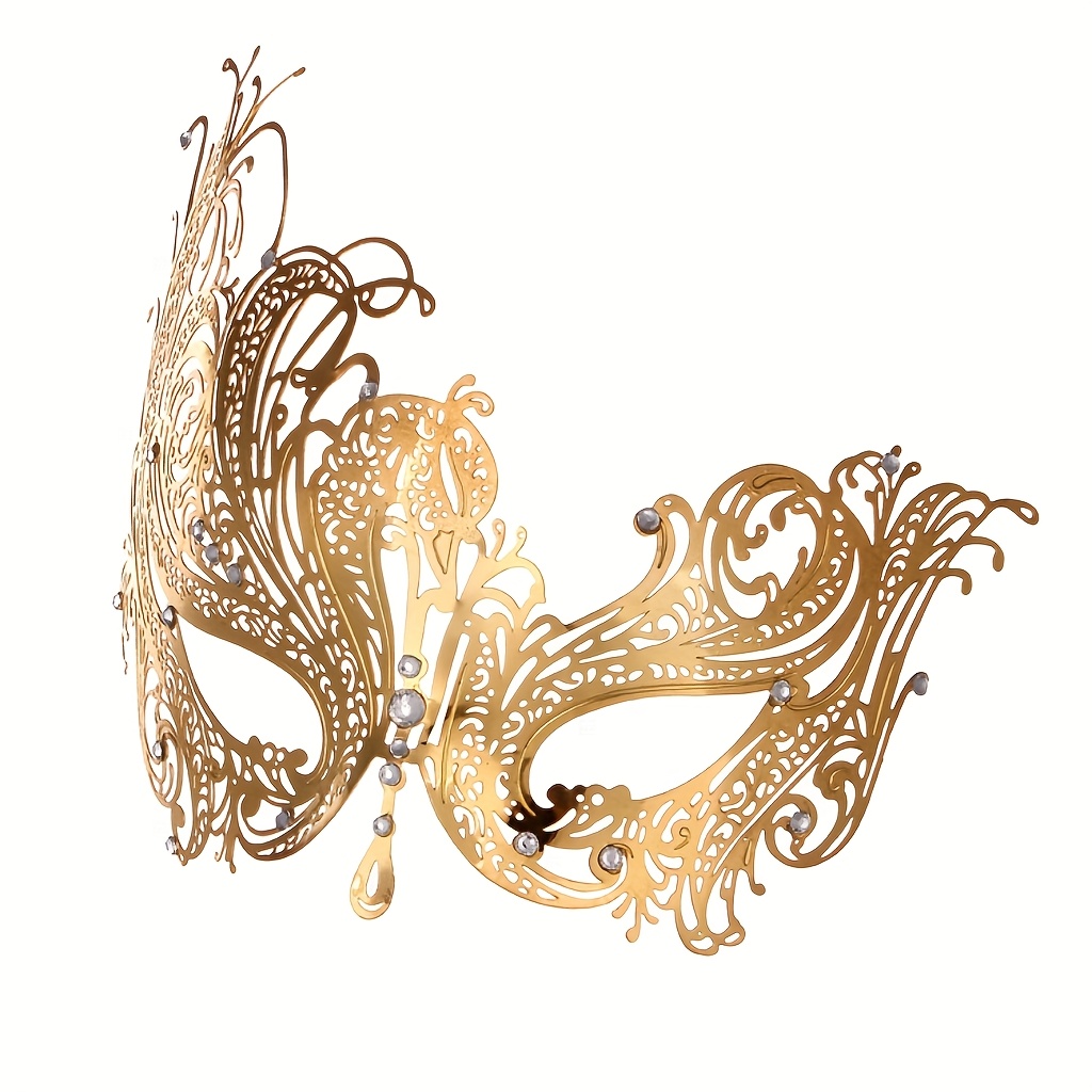 Women's Venetian Masquerade Mask - Elegant Phoenix Golden Party Mask with Ornate Floral patterns, Heavy-Duty Metal Construction & Shiny Finish for Prom, Halloween, Costume Balls, Weddings - No Assembly Required, Prom Accessory, Romantic Theme, Detailed Craftsmanship, Stylish Accessory, Bridal Party