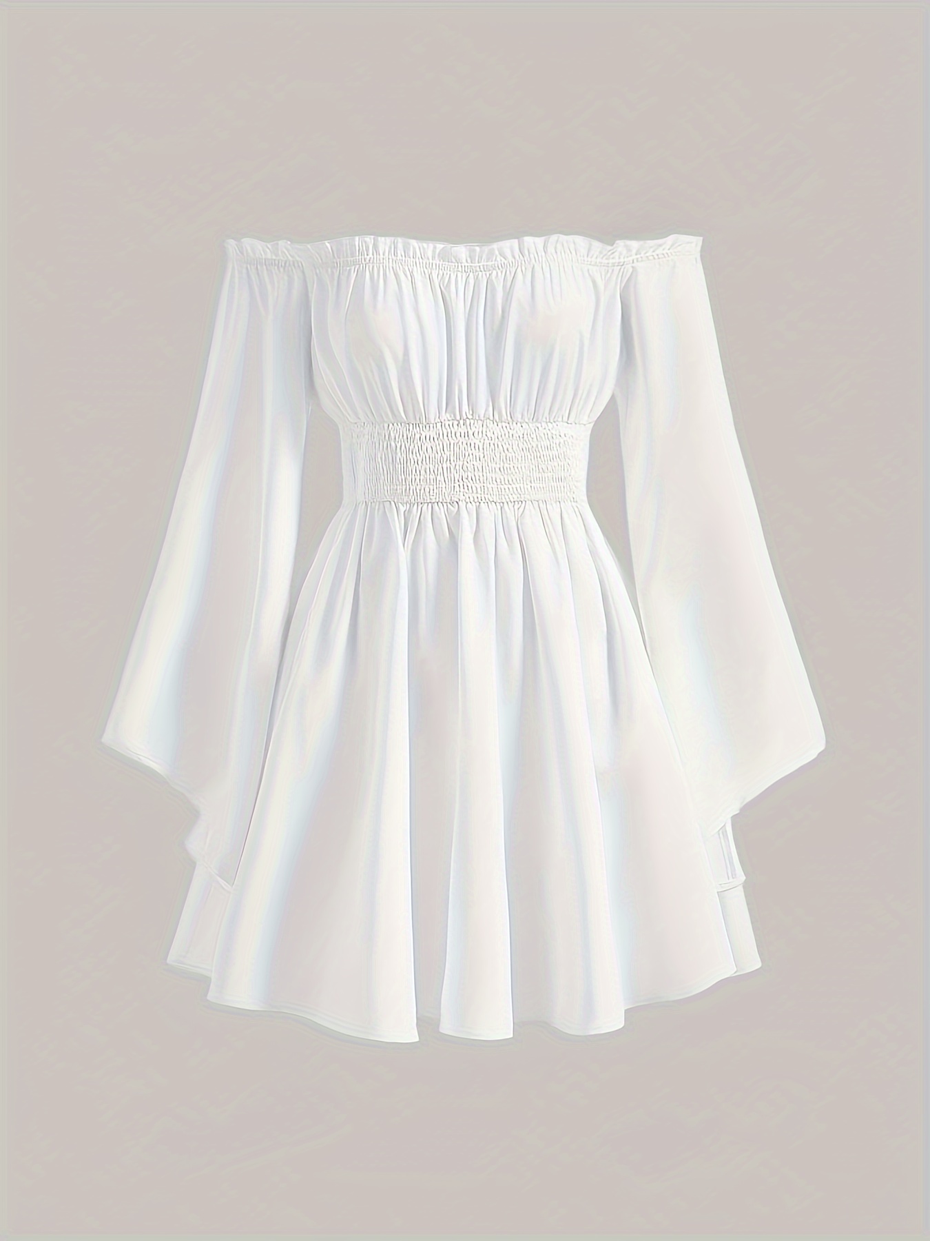 white dress shoulder ruffles flared sleeves featuring a 3 14 - Temu
