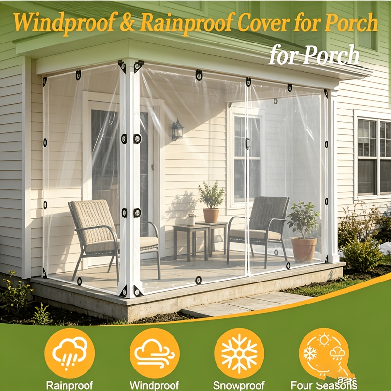 TEMU Horticultural Greenhouse Transparent Vinyl Film, Waterproof And , Tear-resistant, Reinforced Grommets, Rain Cover For , Chicken Coop, Outdoor