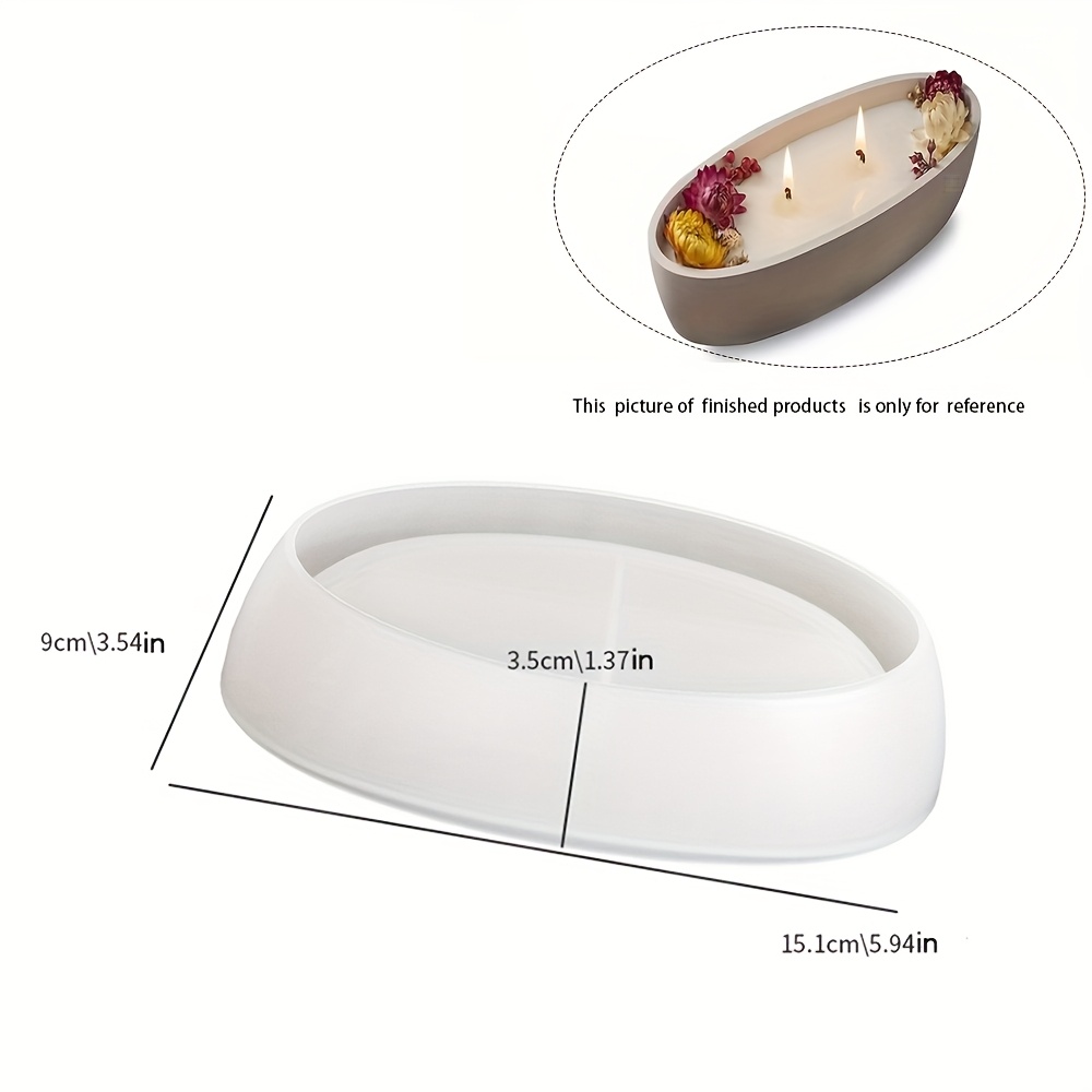 Image of 1pc Silicone Candle Holder Mold, Oval Boat Shape Candle Jar Mold For Resin Plaster Concrete Casting, Silicone Storage Box Mould, Silicone Succulent Planter Mold For Crafts, Home Decoration
