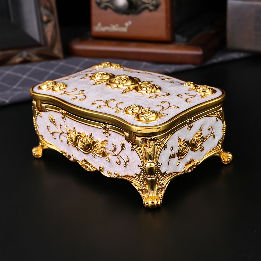 Elegant European Style Enamel Jewellery Box, Rose Organizer